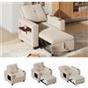 AZJSAHAH Divano letto 3 in 1, estensibile con schienale regolabile a 5 livelli, poltrona con funzione letto, divano letto con cuscino e tasca laterale, flanella (beige-A)