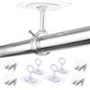 Quorumsg 4 Pezzi Supporti per Bastoni Tende, Supporto per Asta Tenda Senza Fori, Staffa Autoadesiva Senza Bucare con Viti, Staffa da Soffitto per Bagno, Camera da Letto e Soggiorn