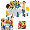 ACXIN 6 in 1 - Set di sedie per bambini, tavolo da lavoro per bambini, con 2 sedie e 163 mattoncini, multifunzione, per cameretta dei bambini e asilo (con blocchi)