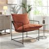 [en.casa] Poltrona Moderna con Cuscino Imbottito e Telaio in Metallo Sedia Relax per Soggiorno Salotto Camera da Letto 90 x 61 x 70 cm Nero/Arancione