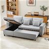 HOXINBLY Divano Letto 3 Posti con Penisola, Divano Angolare 3 Posti Forma di L, Letto Matrimoniale con Materasso, Divan con Braccioli e Vano Portaoggetti, Sinistra e Destra Intercambiabile
