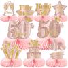 Voxisroma 9 decorazioni per 50° compleanno, 50° compleanno, donne, oro rosa, a nido d'ape, centrotavola per compleanno, 50° compleanno, decorazione per le donne, per il compleanno