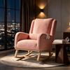 BIYFSDS Poltrona per allattamento con Cuscino, poltrona a dondolo con tasche, sedia a dondolo per interni esterni, sedia allattamento, camera da letto, balcone, rosa, 94 x 70 x 96 cm