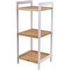 Rosenstein & Söhne scaffale per Scarpe: Bamboo Stand Shelf, White/Bamboo-Colored, 30 x 30 x 70 cm, 3 Ripiani (scaffale da Bagno, mensola Cucina Legno, Scarpa)