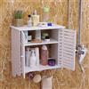 YESTAIM Armadio da bagno a parete bianco piccolo armadio a muro ripiano a muro in PVC organizzatore di stoccaggio sopra lo sciacquone con persiane porte doppie 2 livelli ripiano di stoccaggio