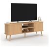 IDMarket - Mobile TV ROMIE 140 cm con 2 ante scorrevoli, doghe in legno color rovere