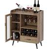 Sogesfurniture - Armadio per vino con portabottiglie e portabicchieri integrati, buffet in legno, credenza con cassetto e porta in vetro, contenitore per vino per cucina, sala da pranzo, bar, 75 x 40