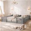 ZSSWSS Letto Montessori Doppio 2x90x200 in Legno Massello, Letto Bambini con Sponde di Sicurezza, Letto a Terra per Cameretta, Letto Bambini Montessori con Rete a Doghe, Grigio