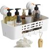 Lifewit Cestino per Doccia a Ventosa da Parete, 31,4 cm Mensola Doccia senza Foratura, Organizer del Bagno in Plastica Rimovibile per Gel Shampoo, Gel Lavaggio viso, Bianco