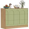UEV Comò 6 Cassetti con Design Bicolore e Arco, 100x34x72cm, Verde+Naturale | Cassettiera Camera da Letto 6 Cassetti, Comò Elegante, Mobile Letto Salvaspazio Stabile e Durevole per Abiti, 100x34x72cm