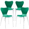 [en.casa] Set di 4 Sedie da Sala Pranzo Cucina Sala di Attesa Sedie Impilabili Gambe Cromate Scocca delle Sedie in Multistrato di Betulla - Verde
