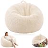 Yuragim Pouf per bambini e adulti, in morbida pelliccia sintetica, 70 x 80 cm, senza imbottitura, lavabile e ricaricabile, per soggiorno, camera da letto e gaming