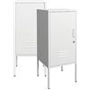 [en.casa] Set di 2 Armadietti in Acciaio Comodini con Anta e Serratura a Chiave Tavolini da Divano 82 x 35 x 35 cm - Bianco