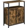 [en.casa] Credenza a 2 Ante 79 x 60 x 30 cm Effetto Legno Scuro | Mobile Contenitore, Comò per Soggiorno, Cucina, Sala Pranzo, Camera da Letto, Telaio in Ferro, 2 Scomparti, Ripiani
