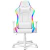 Ranqer Halo Sedia Gaming RGB/LED Con Illuminazione Dinamica, Cuscini Removibili, Schienale Reclinabile 180°, Base In Nylon Robusta, Tasca PowerBank, Motivo A Diamante Per Lunghe Sessioni, Bianco