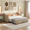 PerGar Letto giornaliero allungabile 90/180 x 200 cm, divano Letto Imbottito multifunzionale con Rete a Doghe, Letto per Ragazzi Struttura, Letto Ospite, soggiorno, camera da letto, lino, Senza Materasso