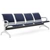 FBasic Panca 4 posti acciaio 240x71x78H argento per sala d'attesa | Con cuscino per sedile e schienale BLU NAVY 119 | Panchina con braccioli