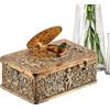 Generico Carillon con Uccellino in Rilievo 3D in Stile Europeo, 10 * 6 * 4cm Lega Canto Meccanico Automatico Carillon, Cassa Bicolore Oro E Argento, Non Necessita di Alimentazione Elettrica