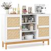 COSTWAY Credenza Buffet da Cucina, Mobile da Cucina con 2 Porte Intrecciate in Bambù, 3 Ripiani Aperti, per Cucina, Sala da Pranzo, Soggiorno e Ingresso, 120 x 35 x 78 cm