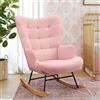 AONYAYBM Sedia a dondolo Sedia a dondolo scandinavo, Allattamento Poltrona, Scandinavo, Sedia per Tempo libero e Riposo in Tessuto con Piedi in Legno Metallo per Soggiorno, Camera da Letto (Rosa)