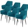 [en.casa] Set da 6 Sedie con Braccioli e Schienale 6 Poltrone per Sala Pranzo e Studio Poltroncine Moderne Imbottite Rivestimento in Effetto Velluto - Turchese