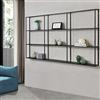 [en.casa] Scaffale da Parete in Ferro con 9 Scomparti Libreria Sospesa Mobile Espositore da Muro Design Industriale con 3 Ripiani 160 x 18 x 110 cm Nero