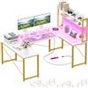 Homieasy Scrivania Gaming ad Angolo a U e L con Prese, LED e Libreria