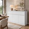 PREMTURE Credenza bianca lucida, cassettiera con 2 cassetti e 3 ante, 120 x 40 x 83 cm, molto spazio per soggiorno, sala da pranzo o corridoio, credenza moderna con ripiani regolabili