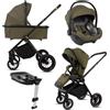 BabyLux® Passeggino 4in1 CASTOR, Set Pieghevole di Passeggino Leggero | Combinati con Navicella, Passeggino da Viaggio, Seggiolino Auto i-Size, Base Auto, 4 posizioni reclinabili, 0-22 kg, UV