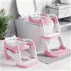 Orzbow Riduttore Wc Bambini, 2 in 1 Vasino Per Bambini Wc | Scaletta Wc Per Bambini, Altezza Regolabile, Pedale Allungato e Cuscino in PVC, Antiscivolo e Leggero, Rosa