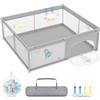 Aufun Box per bambini, in tessuto Oxford 300D, con rete traspirante, chiusura lampo (grigio, 180 x 200 x 68 cm)
