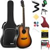 Donner Chitarra Acustica Kit 4/4 Chitarra Folk Cutaway 41 Pollice in Abete Mogano con Custodia Corde Plettri Capotasto Cinghia per Audlto Principiante Studente Sunburst