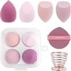 Elalove 4PCS Spugne per il Trucco, Spugnette Trucco Make Up, Spugne Cosmetiche per Fondotinta, Spugnetta Fondotinta Asciutto e Bagnato con Scatola, Puff Cipria e Supporto