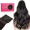 WENNALIFE Extension Capelli Veri Clip, 35cm 120g 7pcs Extension Clip Capelli Veri Marrone Scuro Remy Umani Naturali Capelli Extension con Clip