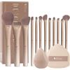 DUcare Set di Pennelli per Trucco 14Pezzi - Pennelli Make Up Set, Serie Caffè, con Spugnetta, Pennello Fondotinta, Pennello per Sfumare il Fondotinta, Pennello per la Cipria, Pennello per il Fard