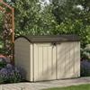 Dmora Armadio da Esterno Polinago 113x177x134h cm Beige Portattrezzi Impermeabile Apertura Battente, Mobile da Giardino 2 Ante