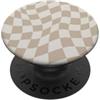 Cute Square Checkers Cute Pattern Design Swirl - Scacchiera vintage a scacchi vaniglia e crema PopSockets PopGrip Adesivo