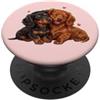 Two Doxie Weiner Dog Mom Gifts T Shirts Womens Girls 2 Black Tan Long Haired Dachshund Puppy Lover PopSockets PopGrip Adesivo