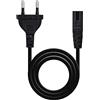 Nano Cable NANOCABLE 10.22.0402-L200 - Cavo di alimentazione a forma di 8, CEE7/16 maschio - C7 femmina, Nero, 2 m
