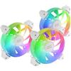 MARSGAMING MF-3A, Kit 3x Ventole FDB Ultra Silenziose 120mm, Illuminazione Rainbow 360° Senza Cornice, Ventole 3in1 Compatibilità ARGB Completa, Doppio Connettore ARGB Maschio + Femmina, Bianco
