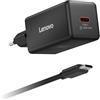 Lenovo Mini GaN USB-C 65W Charger, alimentatore compatto slim da muro Type-C, cavo USB-C 2m incluso - ideale per laptop, PC, cellulare e tablet