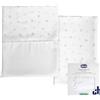 Chicco Set di Lenzuola in Fibra di Bambù, 1 Lenzuolo Superiore, 1 Lenzuolo con Angoli, 1 Federa, Compatibili con Materassi 58x110 cm, Compatibili con culla Next2Me Forever, Fantasia con foglioline