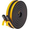 LIKERAINY Striscia di Tenuta in Gomma 13x13mm Striscia di Schiuma per Porte Guarnizioni Finestra Della Nastro Sigillante Anti-Collisione Autoadesivo Antivento Previene Rumori Nero 2 Rotoli 4 Metri