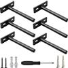 WeqeYent 6 Pezzi Staffa Per Mensola Galleggiante 125mm, Staffa Mensola Nascosta, Supporto Scomparsa, Invisibile Nascosto Resistente in Legno Parete, Finitura Nera Opaca