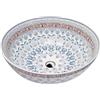 LAVITA Lavabo da appoggio Folklor, lavabo rotondo senza troppopieno e foro per rubinetto, in porcellana di alta qualità, moderno lavabo in ceramica, 40 x 40 x 13,5 cm, bianco/blu
