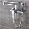 XJTNLB Miscelatore da Cucina Rubinetto a Muro, Rubinetteria Cucina Due Fori Girevole Caldo e Freddo Telescopico Multifunzione, Rubinetti per Lavelli da Cucina Pieghevole-Cromo