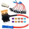 GUUZI 10 pz 12-24 V Auto Add-a-Circuit Fusibile TAP Adattatore Standard APR ATO ATC Set di Fusibili a Lama per Auto Camion Barche con Fusibile 3/5/7.5/10/15Amp