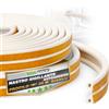 ToolSpace | Nastro sigillante autoadesivo per porte e finestre | 25m | Profilo P bianco | Guarnizione per porte e finestre | Striscia sigillante anticollisione | Guarnizione in gomma | Crepe