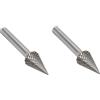 liovitor 2 frese a punta in carburo di tungsteno, a forma di cono, a doppio taglio, 70 x 12 mm, diametro 6,3 cm