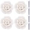 NAKUPENDA Manopole in Ceramica 4Pcs Maniglia Manopole Maniglia Porta a Forma Fiore Rosa Manopole per Mobili in Ceramica Rose Manopole per Cassetti per Armadi Ante (Bianco)